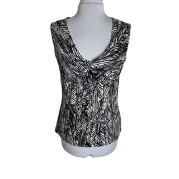 CDW Sleeveless Twisted Fabric Front Black/White Abstract Top Size L - Picture 1 of 7